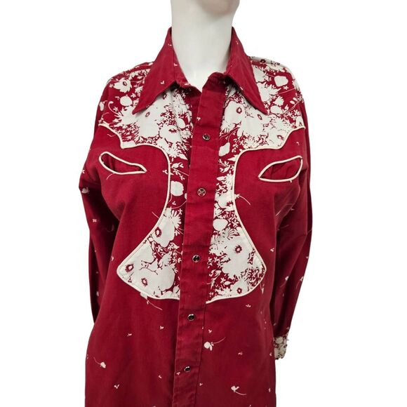 Vintage Tem Tex Women's Western Red Rodeo Shirt Medium - Picture 5 of 10